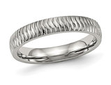 Ladies or Men's Stainless Steel Textured Wedding Band Ring (4mm)